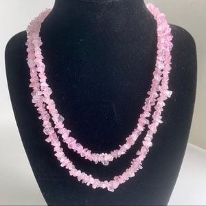 Rose/pink colored glass bead necklace, 17.5"